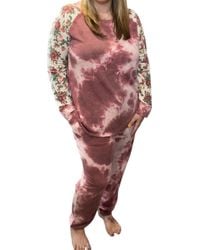 Honeyme - Tie Dye With Floral Accent Lounge Set - Lyst