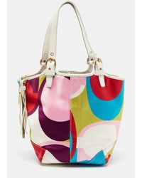 COACH - Color Printed Satin And Leather Hobo - Lyst