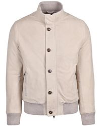 Barba Napoli - Suede Jacket With Zip Closure And Ribbed Details - Lyst