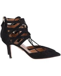 Aquazzura - Belgravia Lace Up Pointed Toe Pumps - Lyst