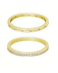 Adornia - 14K Plated 1/2 Eternity And Dotted Band Set Of 2 Rings - Lyst