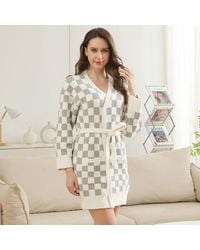 TRUEDAMES - Checkered Robe With Pockets And Belt - Lyst