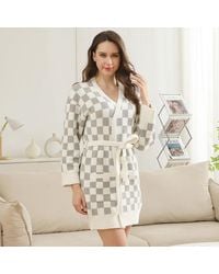 TRUEDAMES - Checkered Robe With Pockets And Belt - Lyst