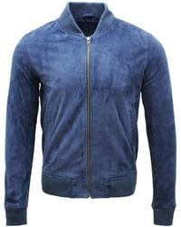 Infinity Leather - Varsity Soft Suede Bomber Jacket - Lyst