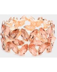 Fashnzfab - Floral Marquise Stone Cluster Stretch Evening Bracelet Peach - Lyst