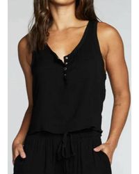 Chaser Brand - Heirloom Wovens Cropped Snap Front Racerback Henley - Lyst