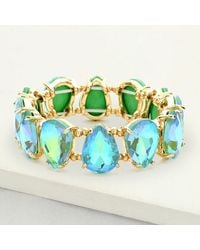 Fashnzfab - Teardrop Glass Stone Cluster Stretch Evening Bracelet Ab, Mint - Lyst