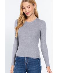 TRUEDAMES - Full Size Ribbed Round Neck Long Sleeve Knit Top - Lyst