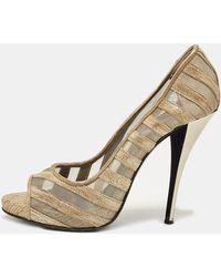 Pierre Hardy - Mesh And Suede Peep Toe Pumps - Lyst