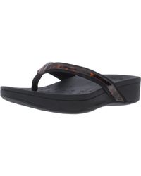 Vionic - High Tide Leather Wedge Thong Sandals - Lyst