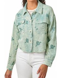 Mystree - Catalina Floral Gauze Embroidery Button Up Top - Lyst