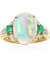 Ross-Simons - Ethiopian Opal Ring With Emeralds And . Diamonds - Lyst