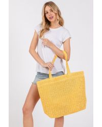 Fashnzfab - Solid Crochet Straw Bag - Lyst