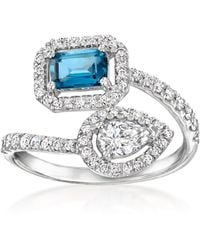 Ross-Simons - London Topaz And Lab-Grown Diamond Bypass Ring - Lyst