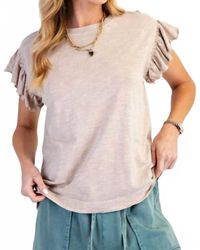 Easel - Wing Sleeves Cotton Slub Mineral Washed Knit Top - Lyst