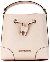 Michael Kors - Mercer Small Powder Blush Pebble Leather Bucket Crossbody Bag Purse - Lyst