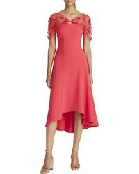 THEIA - Cap Sleeve Midi Cocktail And Party Dress - Lyst