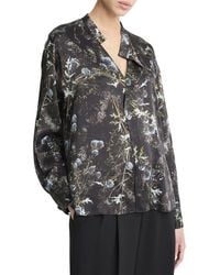 Vince - Thistle Draped Collar Silk Blouse - Lyst
