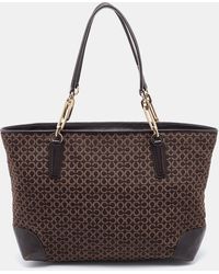 COACH - Signature Canvas And Leather Needlepoint Shopper Tote - Lyst