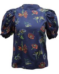 Ulla Johnson - Floral Top With Puff Sleeves - Lyst