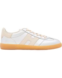Hogan - Metallic Lace-Up Sneakers With Side Logo - Lyst