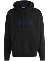 HUGO - Cotton-Terry Loose-Fit Hoodie With Stitched Logo - Lyst