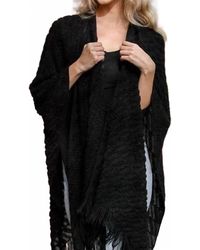 Leto - Soft Diagonal Knit Fringe Trim Ruana Wrap Shawl - Lyst