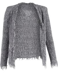 IRO - Long Sleeve Open Front Fringe-Trim Tweed Jacket - Lyst