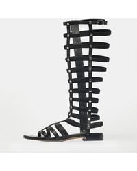 Stuart Weitzman - Elastic And Leather Gladiator Flat Sandals - Lyst