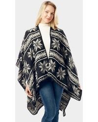 TRUEDAMES - Reversible Snowflake Pattern Ruana Poncho - Lyst