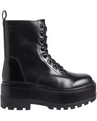 Calvin Klein - Flatform Lace-Up Chunky Sole Leather Ankle Boots - Lyst