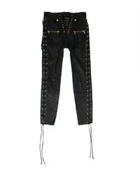 Unravel Project - Leather Side Lace Up Skinny Pants - Lyst