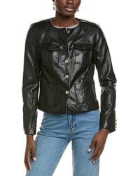 Tahari - Vegan Leather Jacket - Lyst