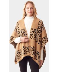 TRUEDAMES - Leopard Patterned Soft Fuzzy Ruana Poncho - Lyst