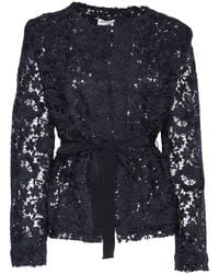 P.A.R.O.S.H. - Floral Lace Jacket With Cinched Waist And Belt - Lyst