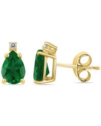Monary - 14k Gold 5x3mm Pear Emerald And Diamond Earrings - Lyst