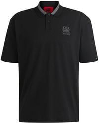 HUGO - X Rb Stretch-Cotton Polo Shirt With Carbon Stealth Logo - Lyst