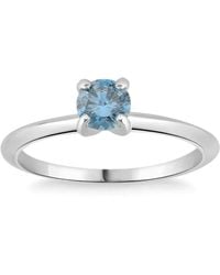 Pompeii3 - 3/8ct Round Cut Blue Diamond Solitaire Engagement Ring White Or Yellow Gold 14k - Lyst