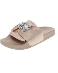 Kenneth Cole - Pool Jewel Satin Embellished Slide Sandals - Lyst