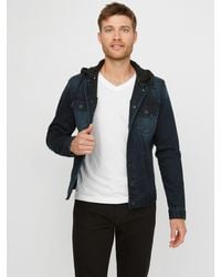 Guess - Vertix Hooded Denim Jacket - Lyst