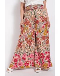TRUEDAMES - Flare Wide Leg And Waist Smocked Pants With Side Pocket - Lyst
