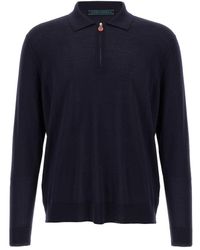 Kiton - Wool Knit Polo Shirt With Classic Collar And Half-Zip Closure - Lyst