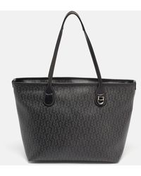 Aigner - Monogram Coated Canvas And Leather Top Zip Tote - Lyst