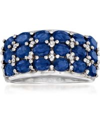 Ross-Simons - Sapphire 3-row Ring With Diamond Accents - Lyst