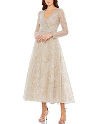Mac Duggal - Embellished Wrap Over Midi Dress - Lyst