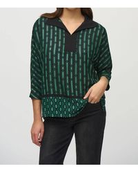 Joseph Ribkoff - Geometric Print 3/4 Sleeve V-Neck Top - Lyst