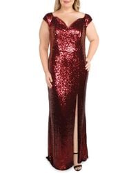 B Darlin - Plus Sequined Off-the-shoulder Evening Dress - Lyst