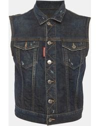 DSquared² - Denim Distressed Vest Jacket - Lyst
