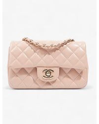 Chanel - Rectangular Flap Nude Lambskin Leather Crossbody Bag - Lyst