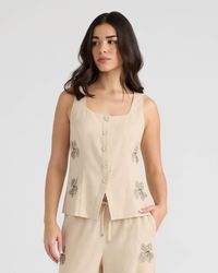 NVLT - Button Front Embroidered Vest - Lyst